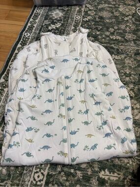 Kids White Dino & Bunny Zip-Up Pajama Sleep Sack